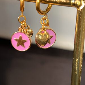 Star hanger roze met goudkleurig hartje